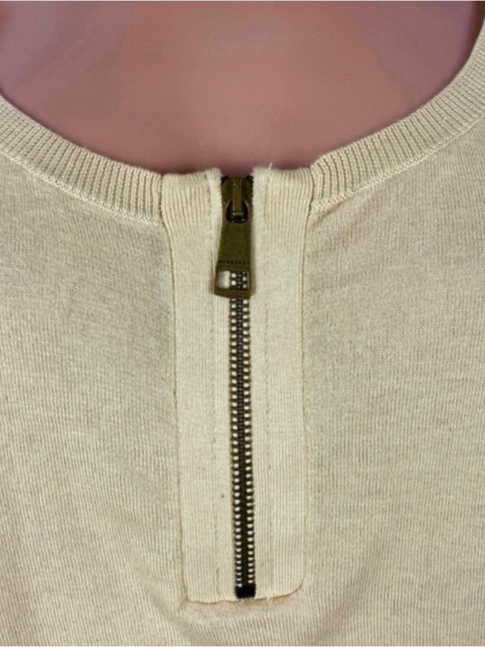 BURBERRY BRIT BEIGE SLEEVELESS ZIP-FRONT KNIT TOP - Picture 3 of 6